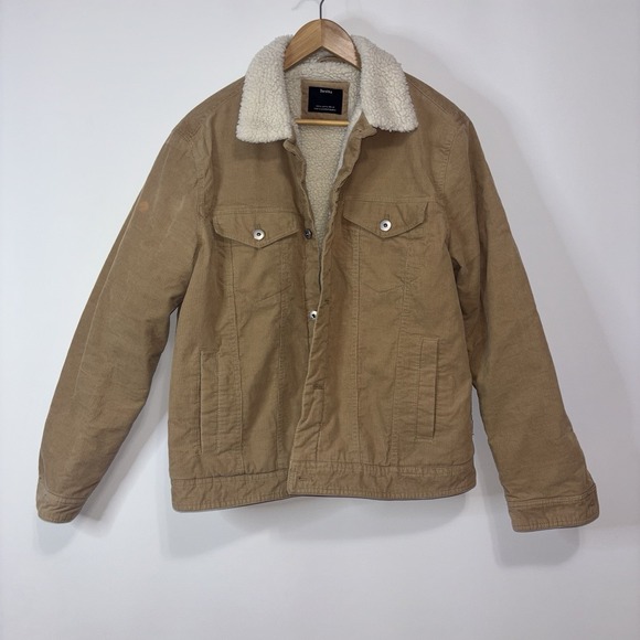 Bershka Women's Corduroy Trucker Jacket Pink Size M Sherpa Lined - Picture 2 of 9